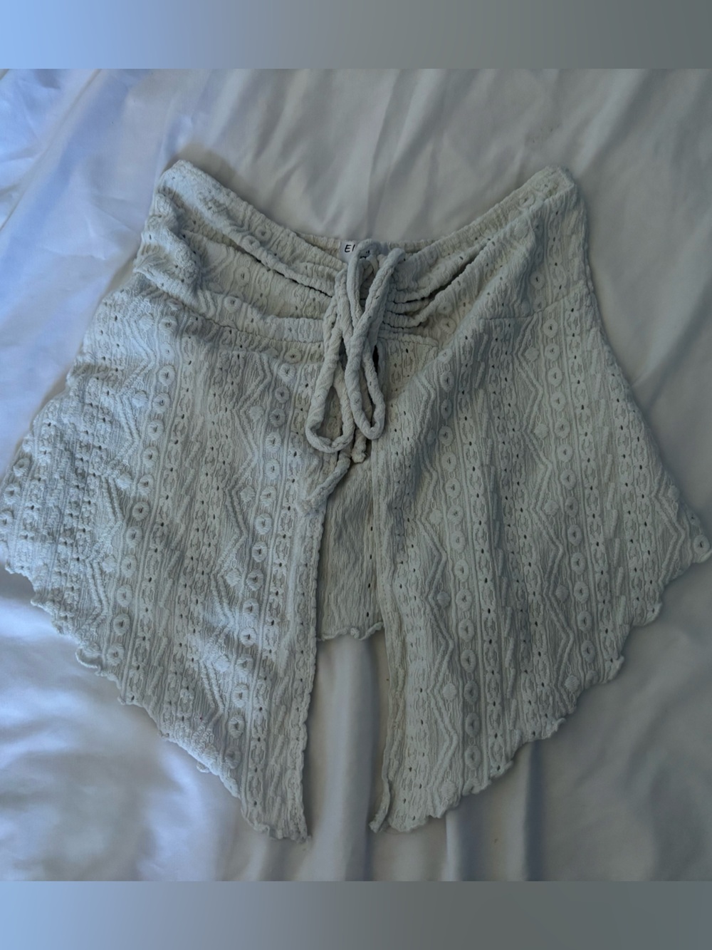 Women’s Cream Crochet Tank Top with Drawstring on Chest